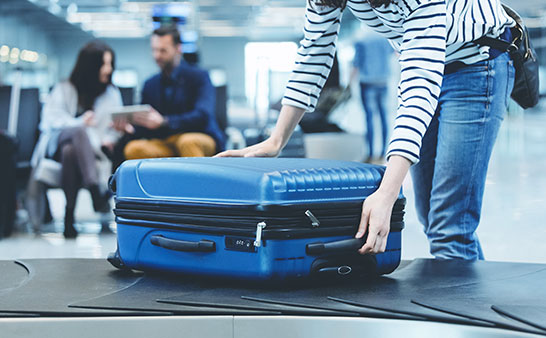 baggage on belt at the airport
